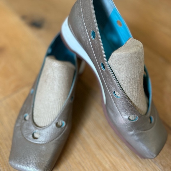 Thierry Rabotin Shoes - Thierry Rabotin Metallic Gray Wedge Pumps